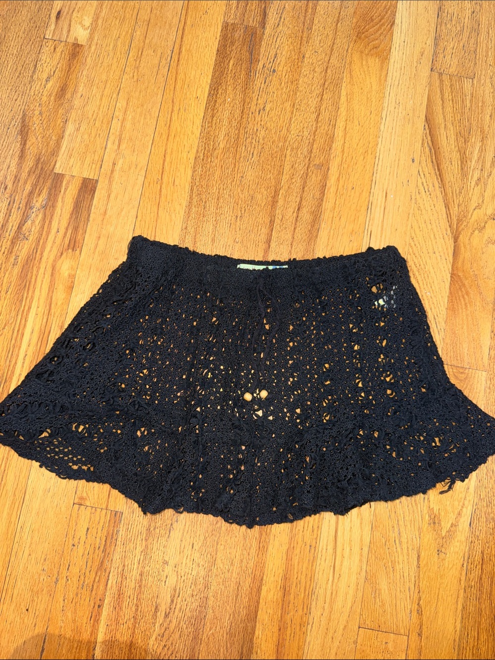 Vintage Havana Girls Black Crochet Mini Skirt Size XL (16)